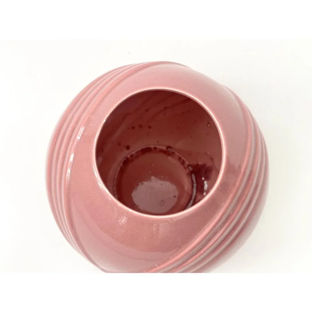 Dusty Rose Minimalist Bulbous Glazed Pottery Midcentury Modern 1980's Vase